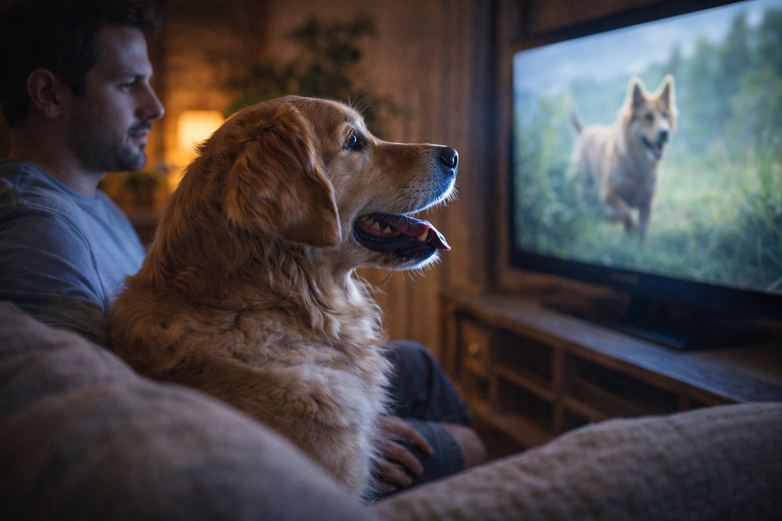 o interesse do cão pela TV