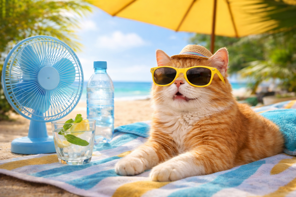 verão e gatos. Como protege-los