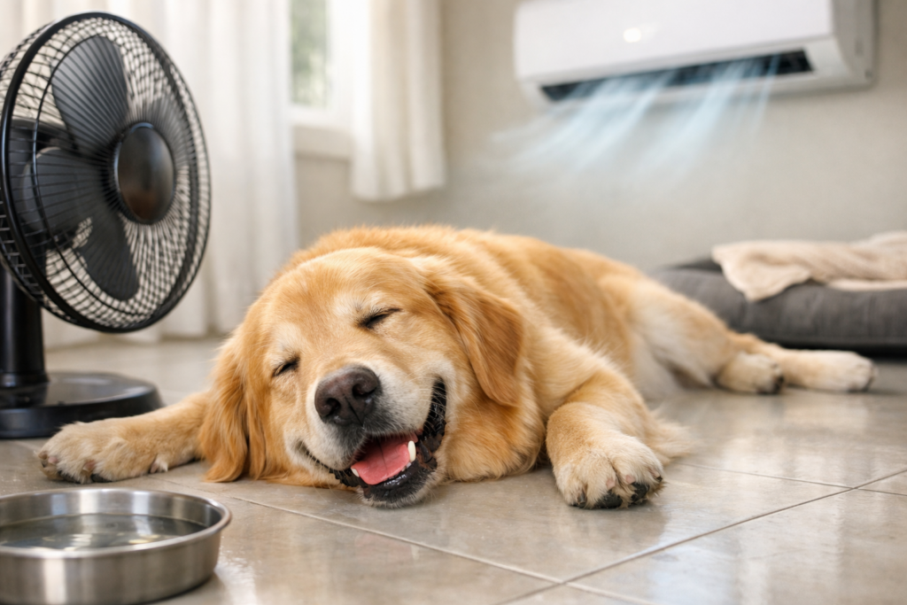 onde os cães devem dormir no calor