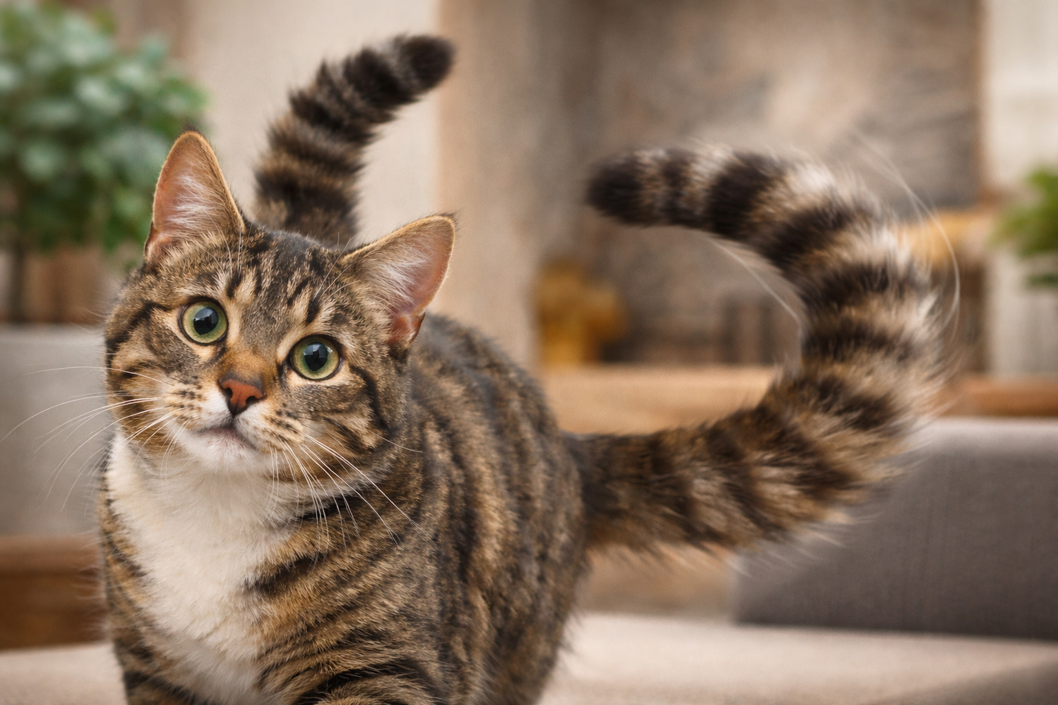 cauda do gato mexendo