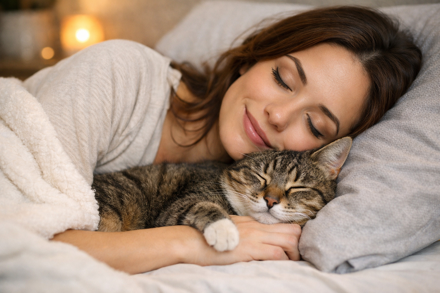 gato escolhe dormir perto de você