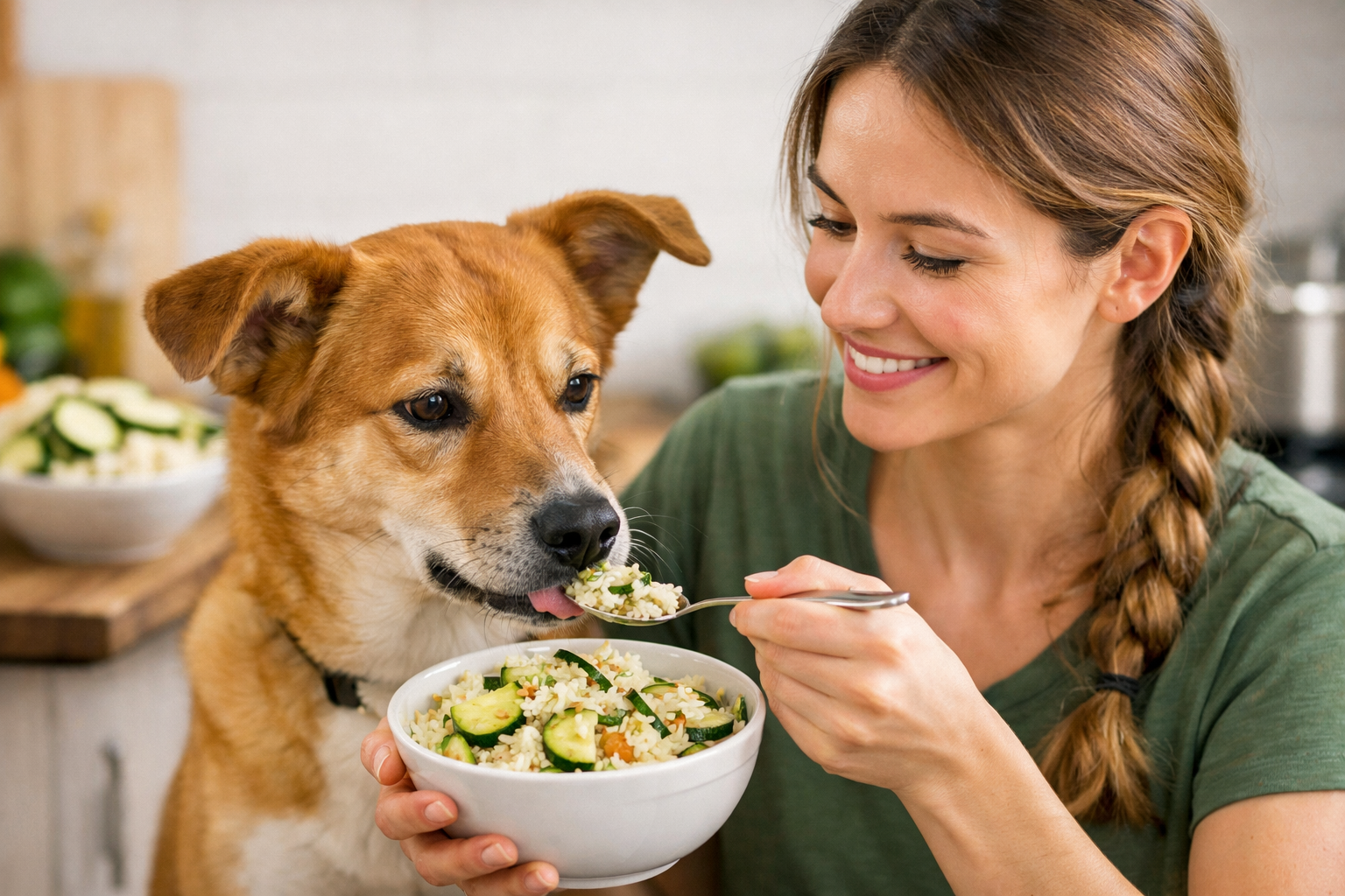 Cachorro pode comer arroz com abobrinha