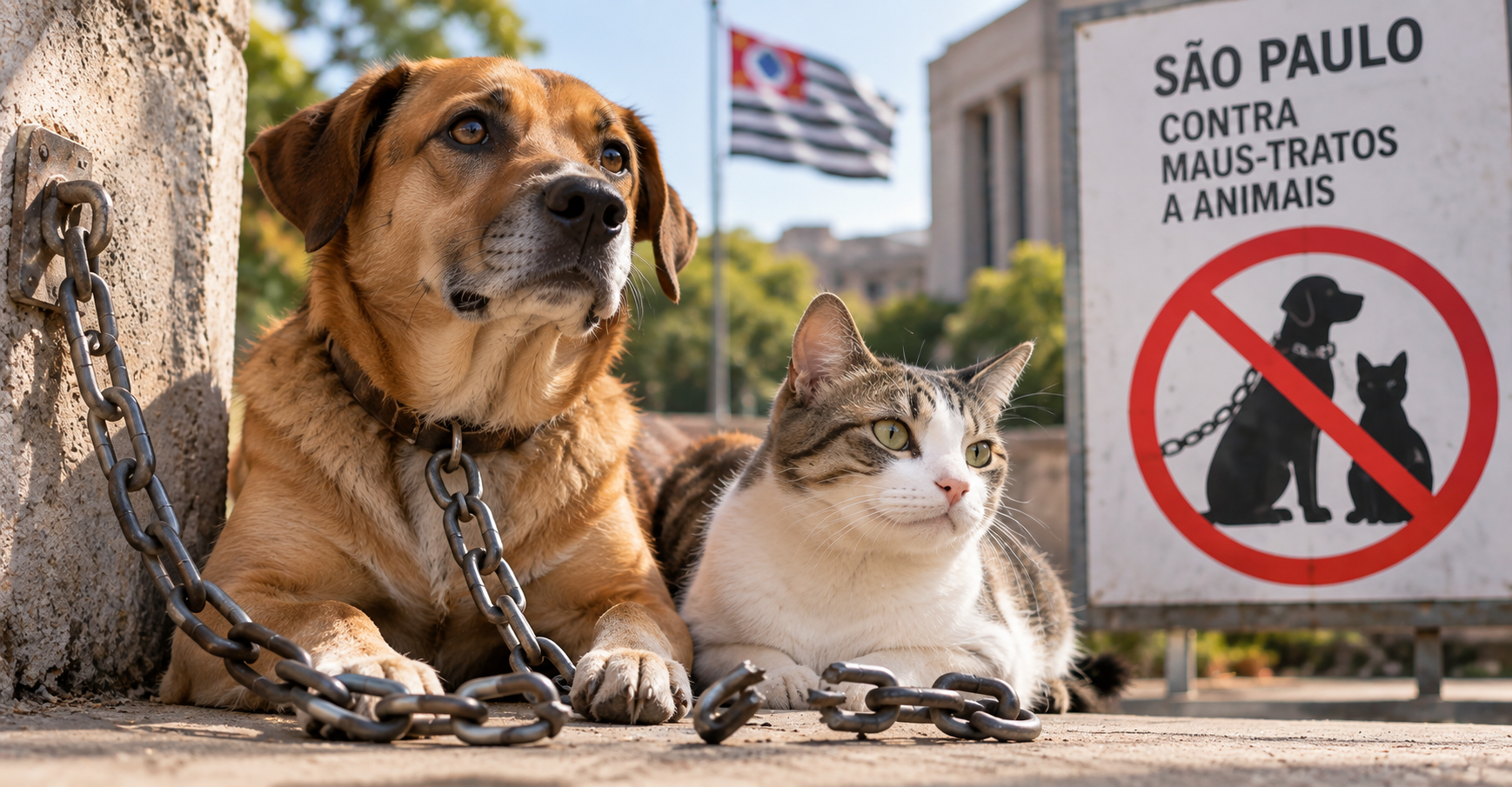 lei proíbe acorrentar cães e gatos em SP